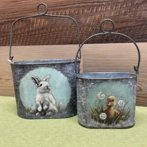 NEW SPRING THEME RABBIT AND DUCKLING DECORATIVE BUCKETS